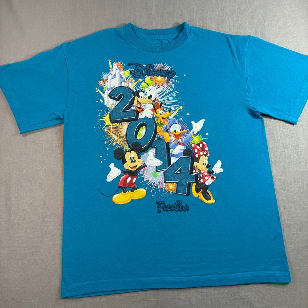 Disney Parks 2014 Mickey Minnie Goofy Donald Florida T-Shirt Youth L 12-14